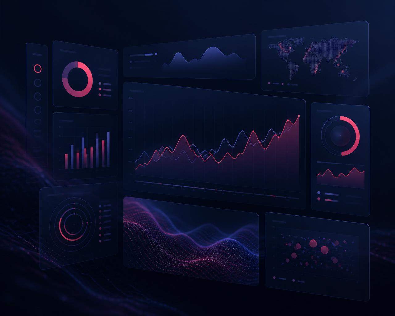 Fluxos de dados conectados representando inteligência de mercado
